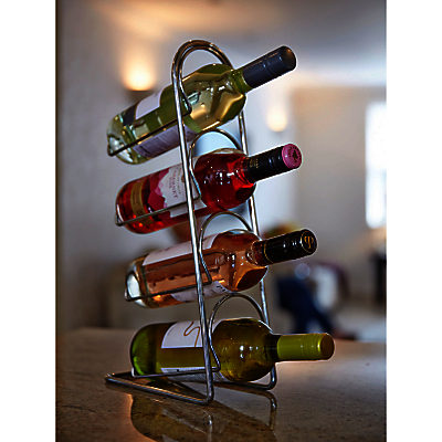 Hahn Pisa Metal Wine Rack, Chrome, 4 Bottle